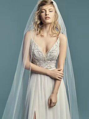 Maggie Sottero Charlene Wedding Dress Size 14 Vintage Inspired A Line Tulle Bead